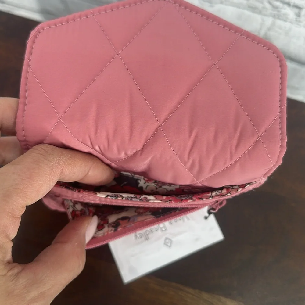 VERA BRADLEY Ultralight RFID Mini Tri-Fold Wallet Snap Closure Strawberry Ice